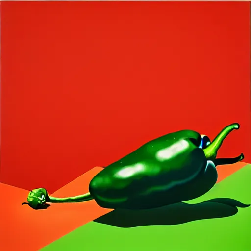 Image similar to spicey jalapeno by shusei nagaoka, kaws, david rudnick, airbrush on canvas, pastell colours, cell shaded, 8 k