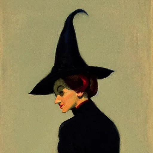 Image similar to a snooty witch portrait, by edward hopper, new artstation artist,