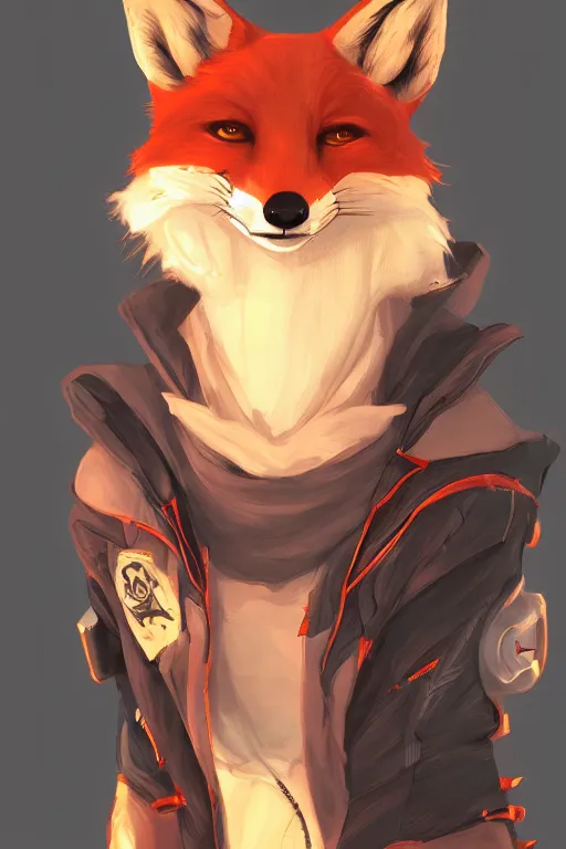 Image similar to a fox fursona, trending on artstation, by kawacy, furry art, digital art, cyberpunk, high quality, backlighting