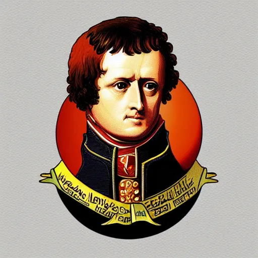 Image similar to napoleon, digital art, iconic icon, 2 d vector logo, cartoon, t - shirt design