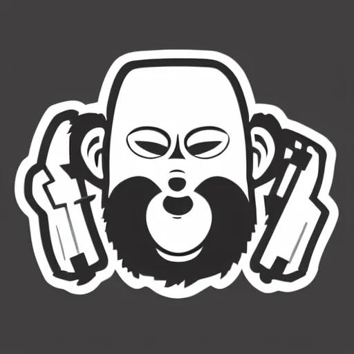 Image similar to a logo of an illustrated ape for a video game company, designed, vector, black background