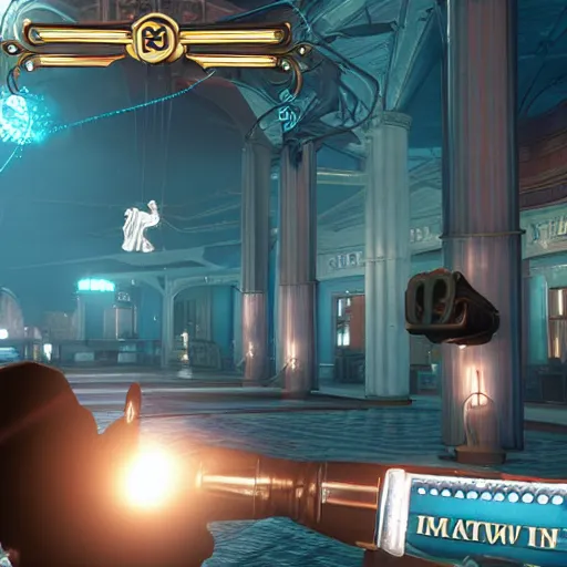 Image similar to screenshot from bioshock infinite, hatsune miku