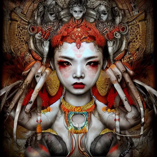 Image similar to Apsaras warrior ,traditional Chinese textures, hyper detailed, by Brook Shaden