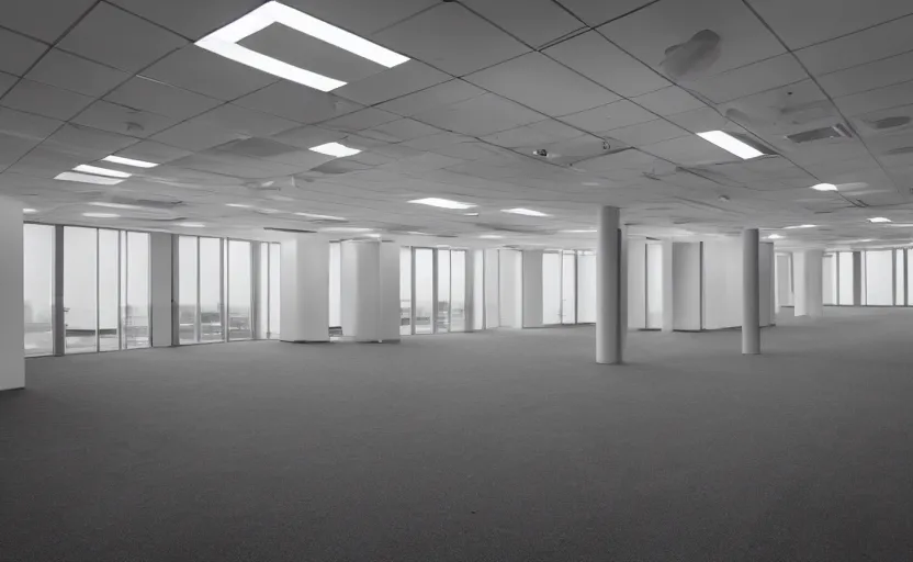 Image similar to an empty office building, illuminated, photography