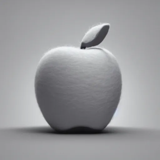 Image similar to apple made of wool cotton melting, octane render, 8 k, highly detailed, white background