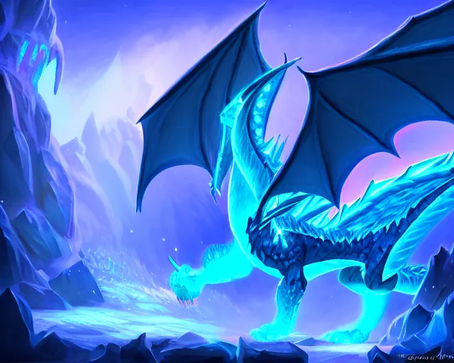 Detailed illustration of a fire ice crystal dragon in | Stable Diffusion