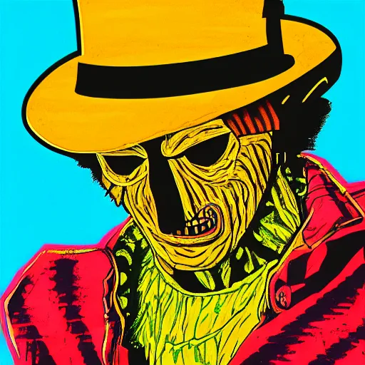 Image similar to freddy krueger portrait, 80s outrun aesthetic,