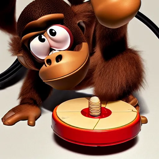 Prompt: photograph of donkey kong playing the DK bongos gamecube accessory