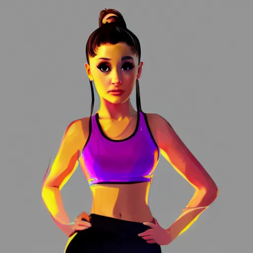 Prompt: digital painting of ariana grande as the gta v loading screen girl, artstation