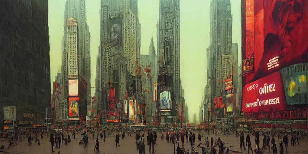 Prompt: times Square painted by Zdzisław Beksiński