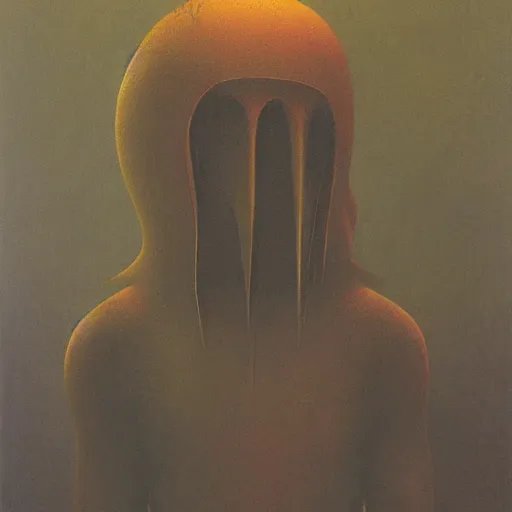 Image similar to knight by Zdzisław Beksiński, oil on canvas