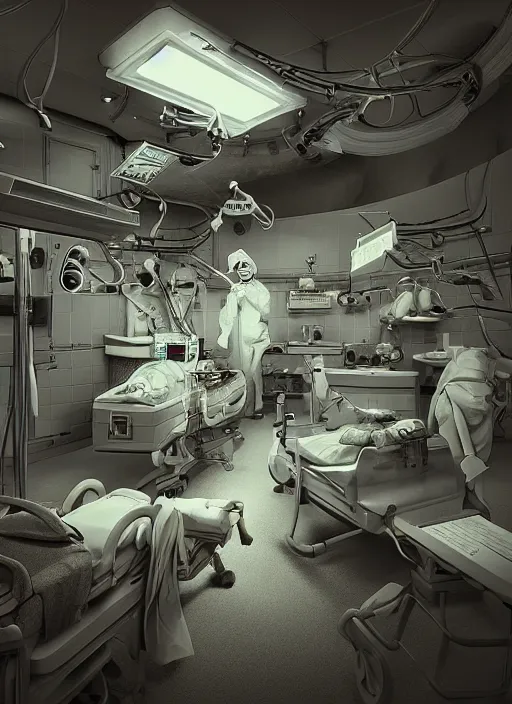 Prompt: cinematic shot epic, hyper realistic, mood lighting, fantasy, detailed operating room, highly detailed, super realistic, perfect lighting pixel sorting, style sheet