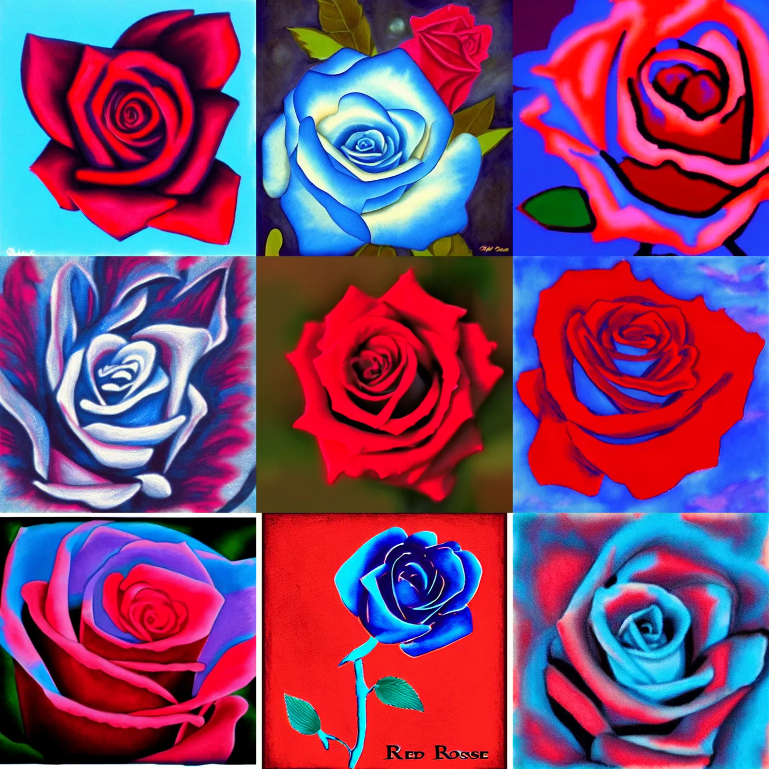 Prompt: blue rose : : red sky