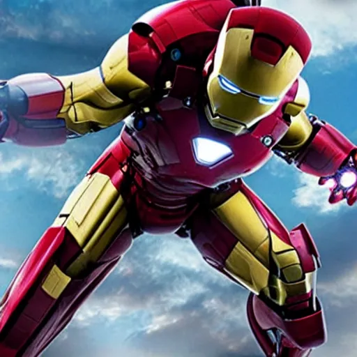 Image similar to iron man holding thousands hammer