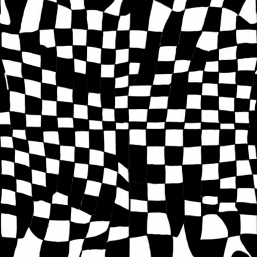 Image similar to shiny black and whit checker floor interior in the style of escher!!!!!!