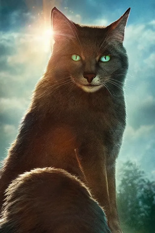 Prompt: a movie poster for warrior cats, depth of field, sun flare, hyper realistic, very detailed, backlighting, cgi, by wayne mclouglin