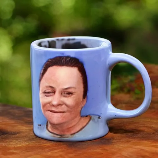 Prompt: a 3 d mug of an ugly mug on a mug