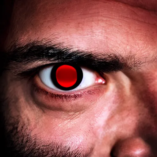 Image similar to a man with red glowing eyes