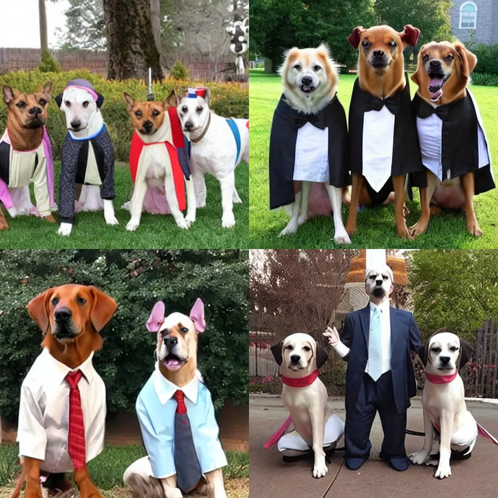 Prompt: dogs dressed like mormons in an endowment ordinance