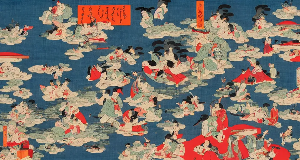 Image similar to new york in the style of ukiyo - e