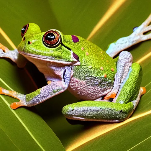 Image similar to cute mossy tree frog going to school, octane render, cute