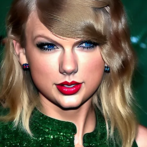Prompt: taylor swift with green hair
