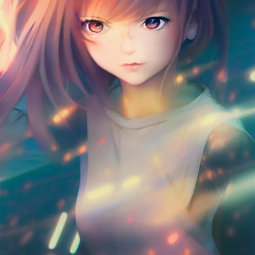 Image similar to girl shattering dimensions, digital anime art, wlop, sakimimichan, ilya kuvshinov, artgerm