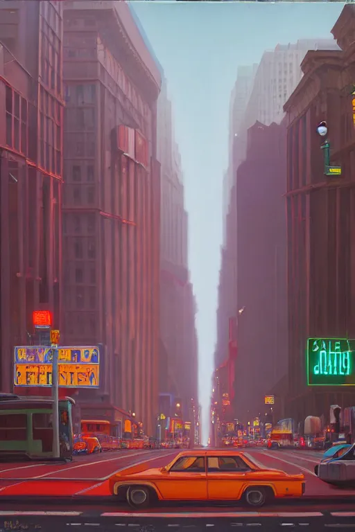 Image similar to Market Street, San Francisco; oil on canvas by Klaus Bürgle and Imperial Boy and Simon Stålenhag;