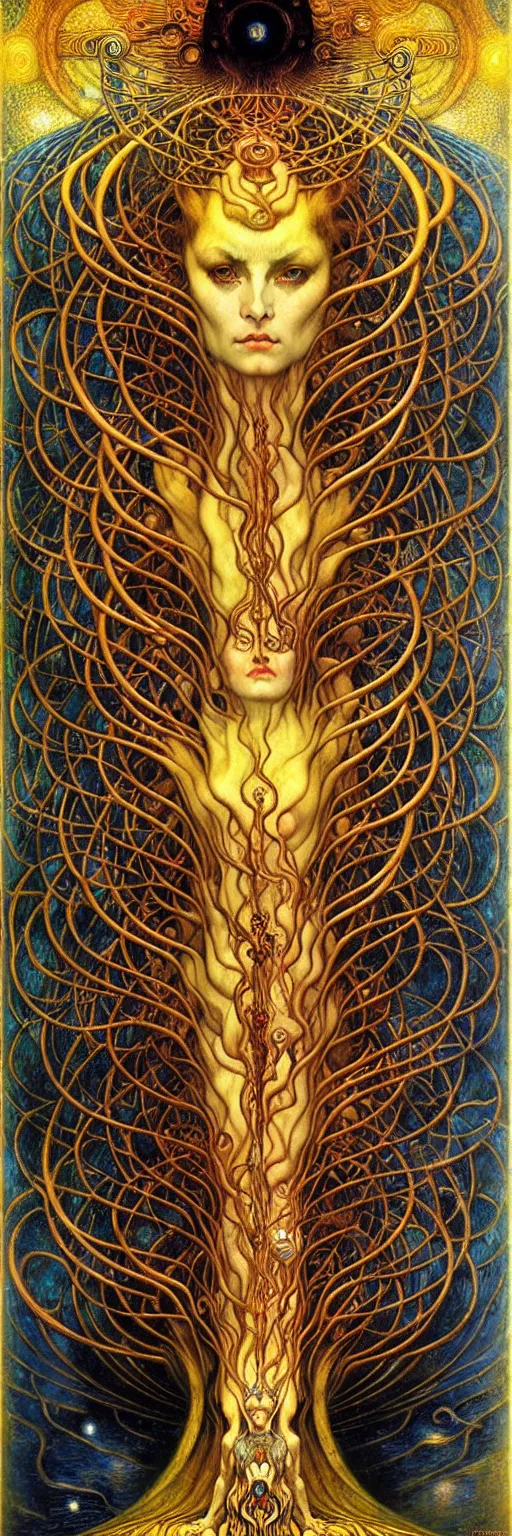 Image similar to Divine Chaos Engine by Karol Bak, Jean Delville, William Blake, Gustav Klimt, and Vincent Van Gogh, symbolist, visionary