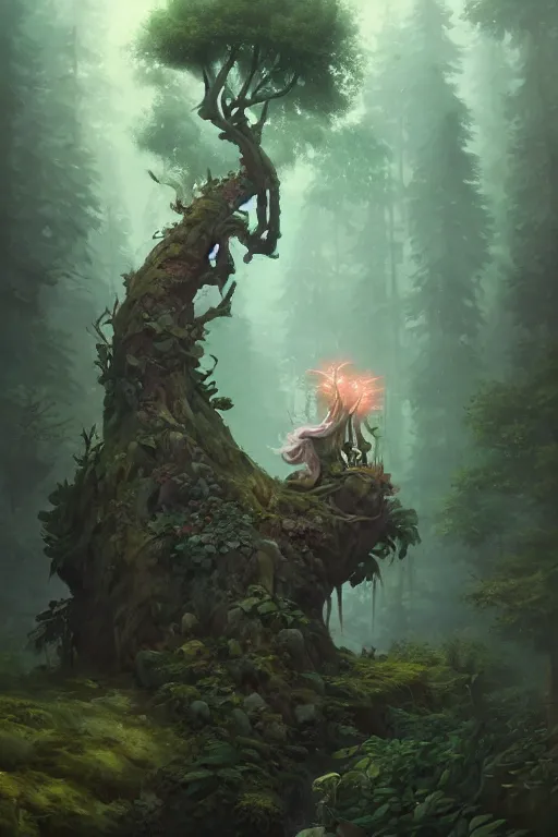 Prompt: a beautiful hyperrealistic painting of a forest troll by peter mohrbacher, gigantic, octane render, brilliantly coloured, intricate, ultra wide angle, trending on artstation, dusk, volumetric lighting, polished, micro details, ray tracing, 8k