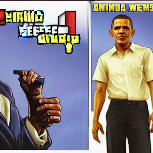 Prompt: Obama as a grand theft auto 5 character