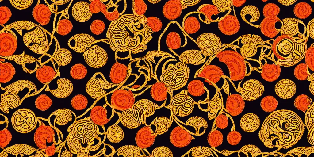 Image similar to versace gucci textile print intricate orange gold black navajo digital file high resolution