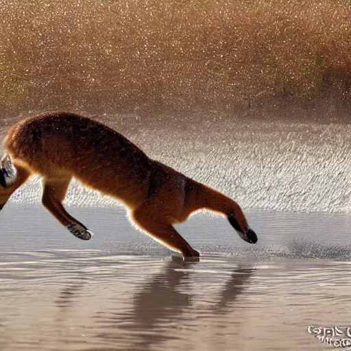 Image similar to artistic professional photograph of a Caracal swimming