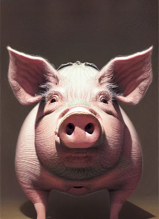 Prompt: hyper detailed 3d render like an Oil painting - Portrait of a Pig in a tuxedo by Jacek Yerka, Mariusz Lewandowski, Houdini algorithmic generative render, Abstract brush strokes, Masterpiece, Edward Hopper and James Gilleard, Zdzislaw Beksinski, Mark Ryden, Wolfgang Lettl, hints of Yayoi Kasuma, octane render, 8k