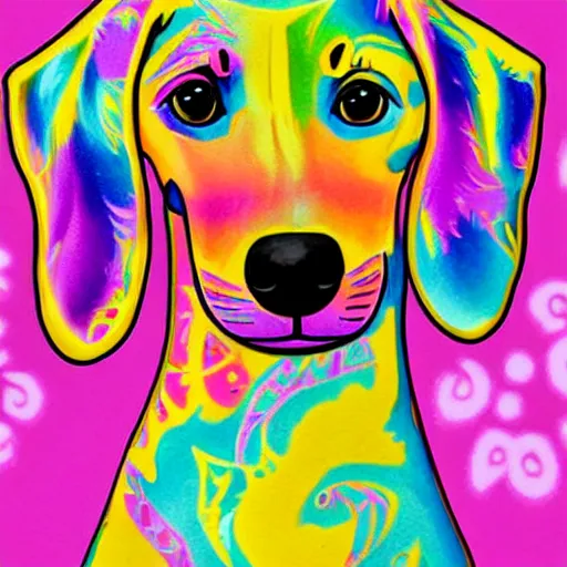 Prompt: lisa frank dachshund