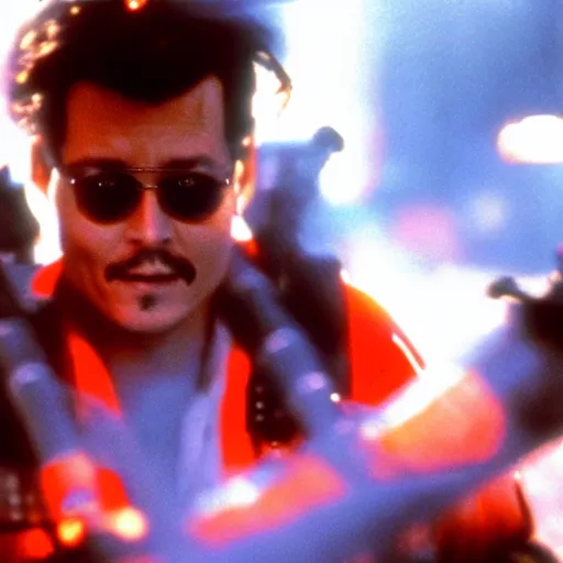 Image similar to stunning awe inspiring johnny depp as a ghostbuster in the movie ghostbusters, movie still 8 k hdr atmospheric lighting