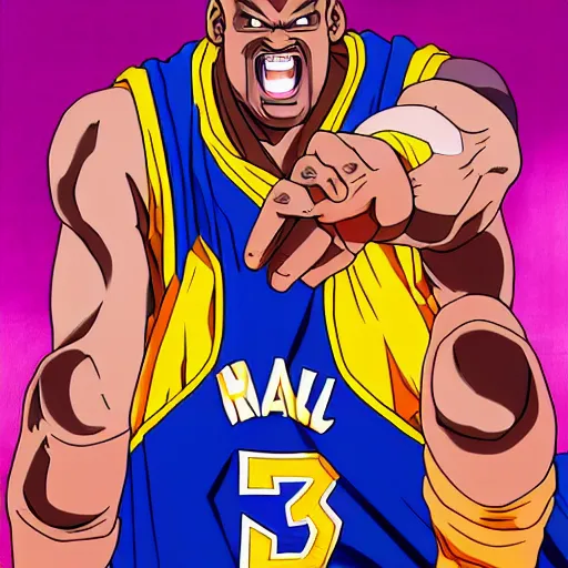 Image similar to portrait painting of shaquille o'neal, art by akira toriyama, 4 k, dragon ball artstyle, cel shaded, highly detailed, epic lighting