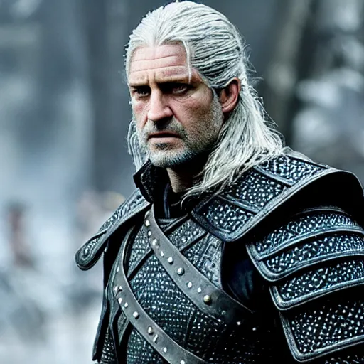 Image similar to gerard butler as geralt of rivia