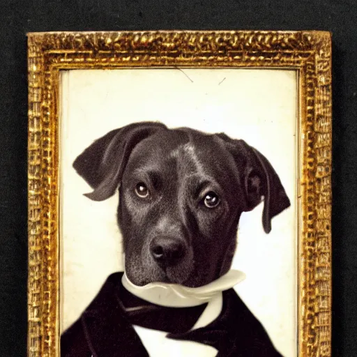 Image similar to victorian portrait of a smiling dog