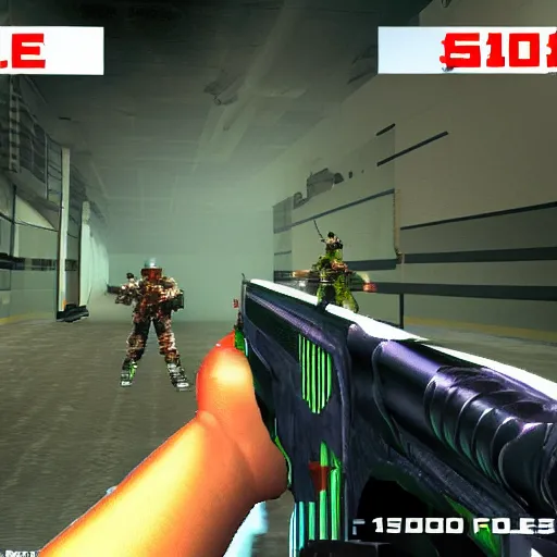 Image similar to og early fps shooter style homage 90s shooter early 2000s