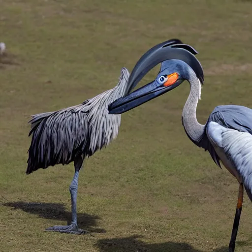 Prompt: a shoebill stork attacking a city