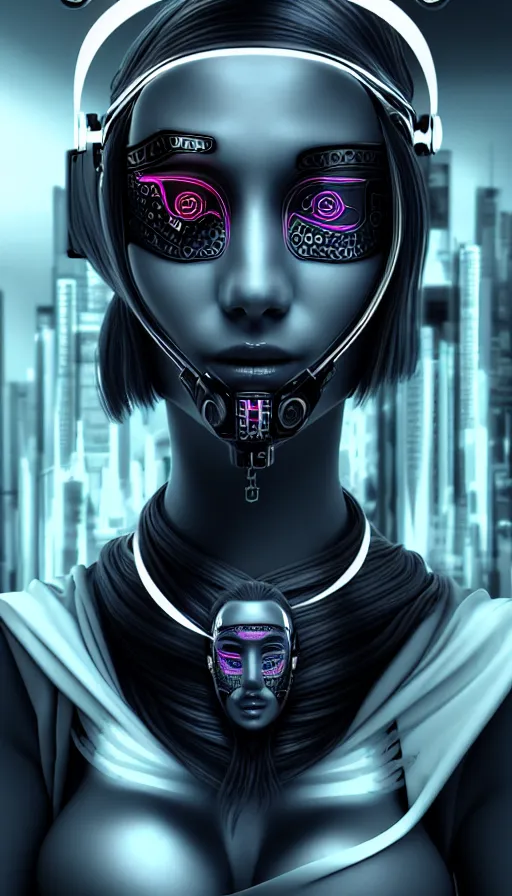 Image similar to face mask on beautiful woman face, cyberpunk art by kuno veeber, cgsociety, computer art, ultra detailed, futuristic, anime aesthetic