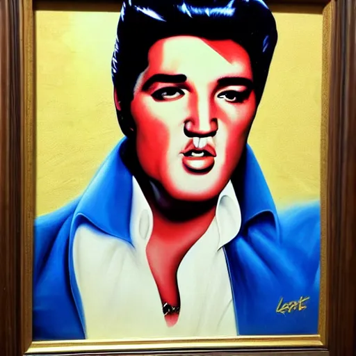 Image similar to a velvet painting of elvis presley, kitcsh inspired by edgar leetag, american velvet painting, veveltaria