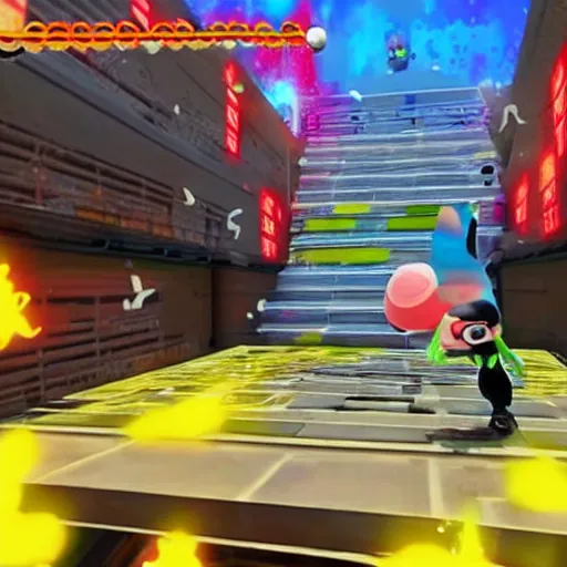 Prompt: splatoon in the matrix: reloaded