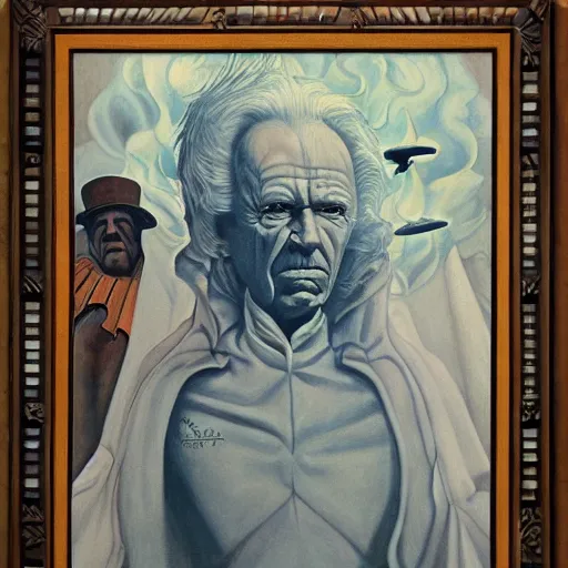 Prompt: we are the experiencer, painting of paranormal, ufo, spiritual experiencer, charles abel corwin, frank lloyd wright, don ivan punchatz, highly detailed, hyper realism, sharp focus, spirituality