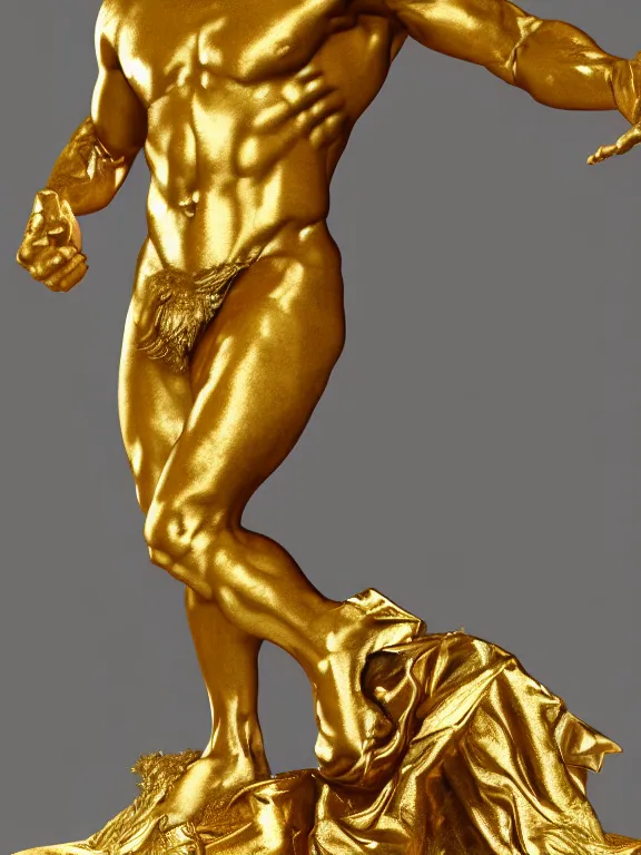 Prompt: stylized gold and black statue made of marble of hercules, full body, hyper realistic, hyper detailed, by johannen voss, by michelangelo, octane render, blender, 8 k