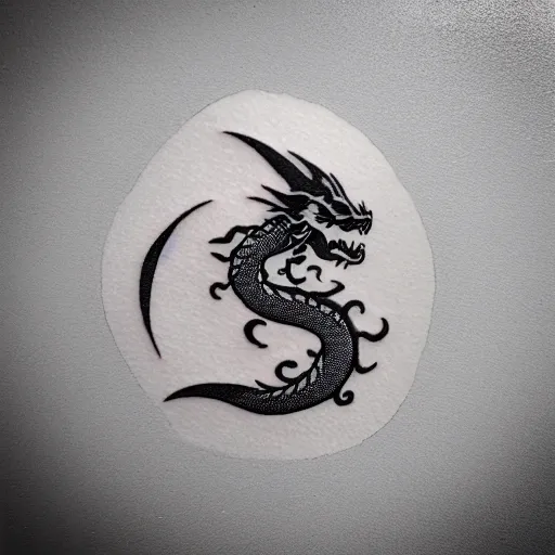 Prompt: a small tattoo of a dragon