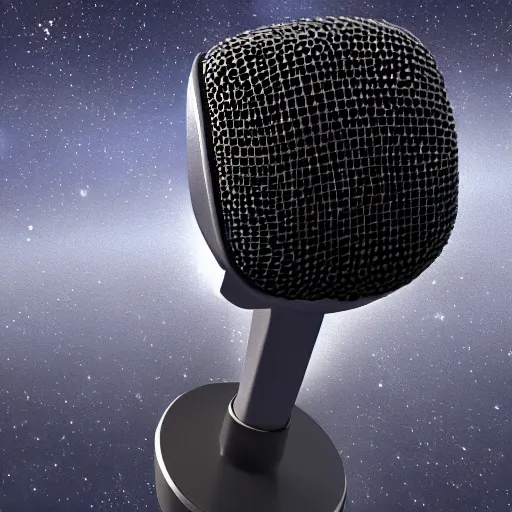 Image similar to microphone floating in space concept art