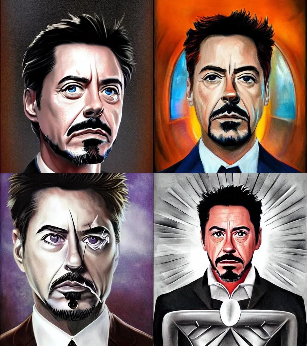 Prompt: surrealism portrait of tony stark