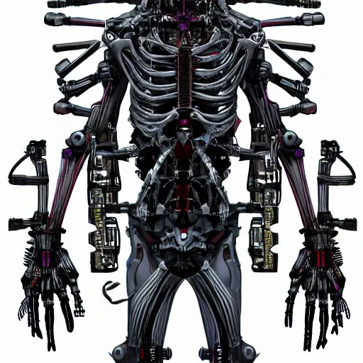 Prompt: cyberpunk skeleton, mechanized parts